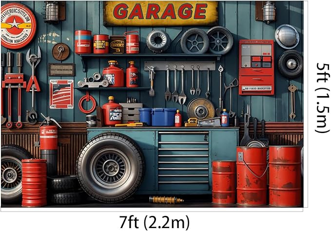 Kate 7x5ft Garage Car Repair Backdrops for Photography Mechanic Tool Room Booth Background Baby Kids Boys Birthday Party Decoration Photo Studio Backdrop