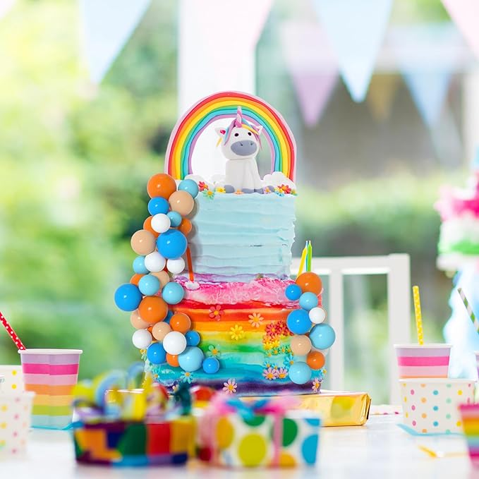 138 Pcs Balls Cake Topper Decorations Balloon Cupcake Toppers Foam Multisize Cake Topper Balls for Birthday Party Wedding Anniversary(Bright Colors)