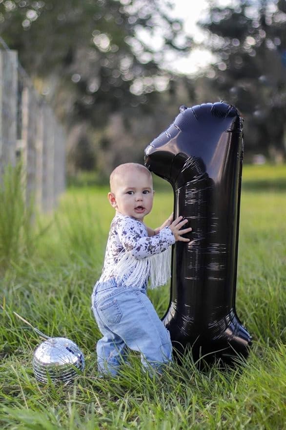 40 inch Number Balloon 0-9 Black Large Number 1 Balloons,Digital Balloons for Birthday Party Celebration Decorations Supplies, Helium Foil Number Balloons for Wedding Anniversary