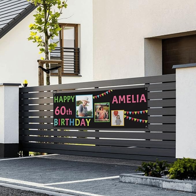 Happy Birthday Banner Personalized Name Photo Age Custom Birthday Banners and Signs Customize for Birthday Party Decoration 6'x3'