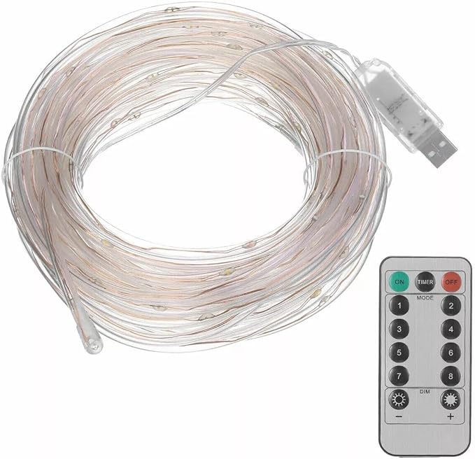 LED Rope Lights 33ft 100LED Flexible Tube Lights Connectable Fairy String Light USB Plug in Waterproof 8 Modes for Indoor Outside Home Yard Pool Wedding Garden Patio Holiday Decor