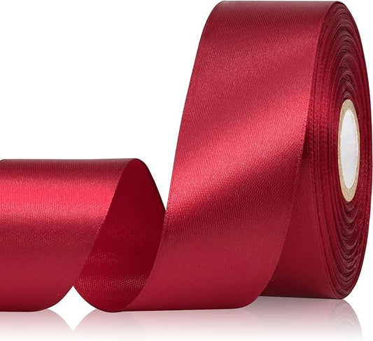 30 Yards 1-1/2 inch Wine Red Satin Ribbon Solid Dark Red Ribbons Roll for Wedding Invitations, Bridal Bouquets, Christmas Party Decorations, Gift Wrapping, Crafts and More