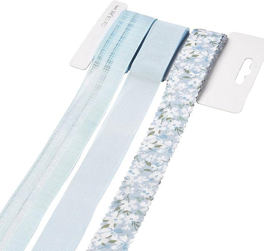 BEEFLYING 3 Styles Light Blue Wire Edged Ribbons for Gift Wrapping Decoration 25~28mm×2.7m Chiffon Ribbons Organza Ribbons for Wedding Party Hair Bows Flower Designs Sewing and Craft, 9 Yards