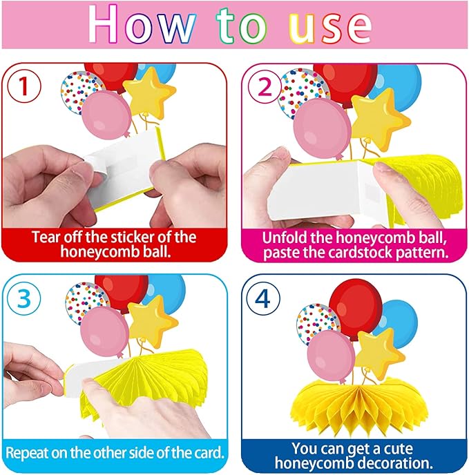 9 Pieces Happy Birthday Decorations Set,3D Table Toppers Double Sided Stand Cards ,Colorful Birthday Themed Honeycomb Centerpiece. (birthday)