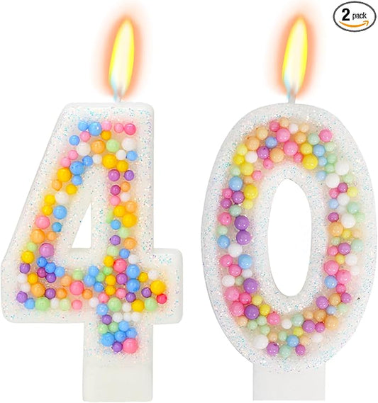 40th Birthday Candle for Cake, Colorful Macaron Numeral Candles for Women/Girl, Theme Birthday Party Cake Decorations, Cake Topper for Birthday Party Supplies (Number 40)