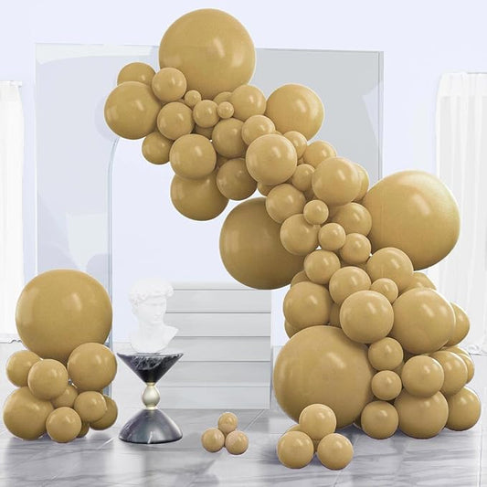 PartyWoo Tan Balloons 140pcs Different Sizes of 18 12 10 5 Inch Light Brown Neutral Boho Coffee Balloon Arch Kit Garland for Wedding Baby Shower Safari Woodland Birthday Party Decorations Brown-F19