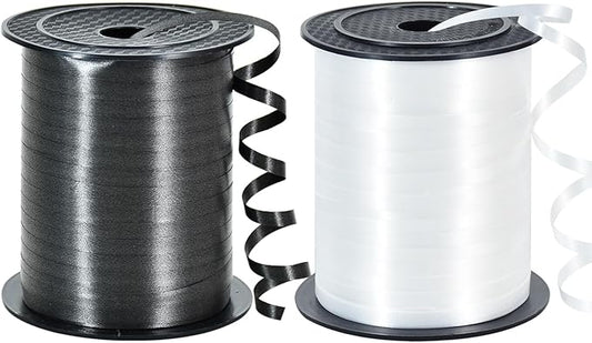 TONIFUL 500 Yards Curling Ribbon-Balloon Ribbon-Balloon String for Art&Craft Decor,Gift Wrapping,Ribbons and Bows for Christmas New Year Birthday Gifts Graduation Supplies (Black and White)