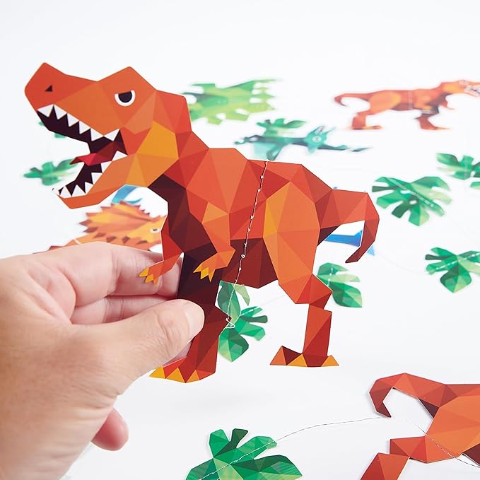 Cheerland Dinosaur Birthday Decorations Jurassic Dinosaur Party Decorations Hanging T-Rex Raptors Triceratops Pterodactyl Brachiosaurus Garland Geometric Dino Party Jurassic Theme Backdrop Pack of 6