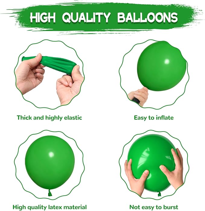 134Pcs Green Balloons Different Sizes 5 10 12 18 Inch Green Balloon Garland Arch Kit, Latex Balloons for Birthday Wedding Baby Shower Party Decorations.