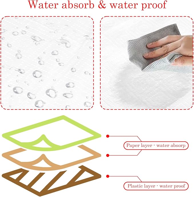 Disposable Tablecloths White Paper Table Cloth for Rectangle Tables 12 Pack,3 Ply Paper & Plastic Table Cloth for Parties,54 x 108 Inch Birthday Table Cover Outdoor Wedding Banquet Tablecover