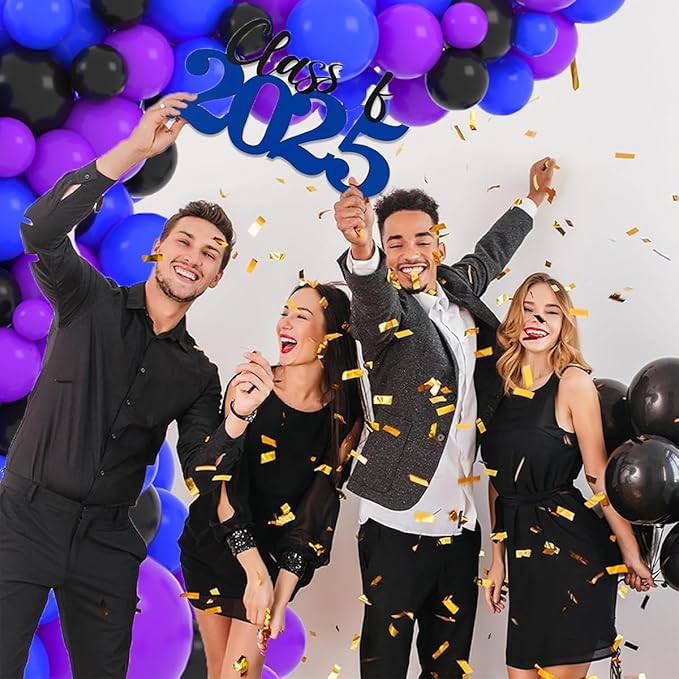Purple Black Blue Balloon Arch Garland Kit - Purple Blue Black Balloons Metallic Silver Balloons for Video Gaming Miner Birthday Graduation Party Decorations