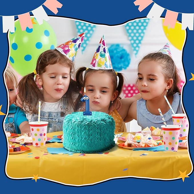 MTLEE Number Birthday Candle Monster Theme Candles Cookies Cake Topper for Girl Boy Cartoon Birthday Party Cake Decorations Supplies(Blue A,Number 1)
