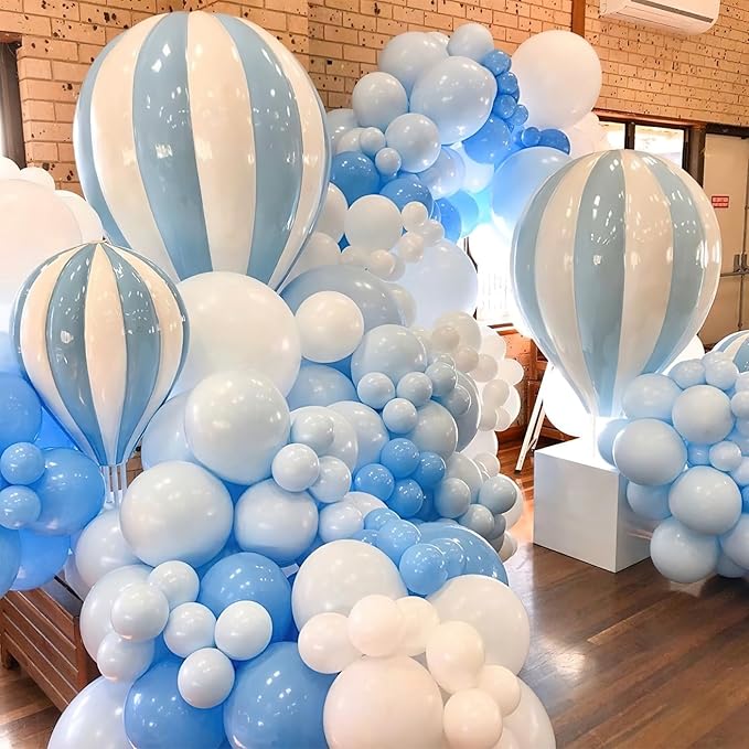 PartyWoo Light Blue Balloons 152pcs Different Sizes of 18 12 10 5 Inch Baby Pastel Sky Aqua Blue Balloon Arch Kit Garland for Birthday Gender Reveal Baby Shower Graduation Party Decorations Blue-Y4
