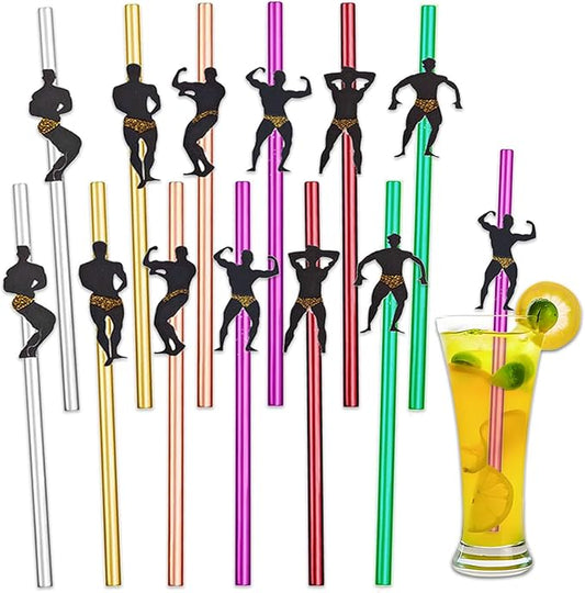 30 Pcs Disposable Paper Straws, 7.7-inch Bachelorette Party Straws, Fun Party Decoration, Birthday Bridal Shower or Bachelor Party Supplies (Multicolor)