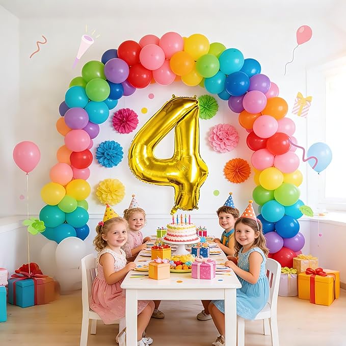 40 inch Number Balloon 0-9 Gold Large Number 4 Balloons,Digital Balloons for Birthday Party Celebration Decorations Supplies, Helium Foil Number Balloons for Wedding Anniversary