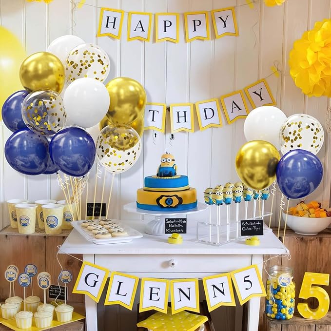 62pcs Gold Navy Blue Balloons Kit - 12 Inches Gold Blue Party Decoration Balloons for Graduation Baby Shower Birthday Graduation Party Decorations Favors