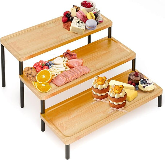3 Tier Serving Tray Set,17" Serving Stand & Platter Tower Plate for Party Supplies,Reusable Serving Tray for Food Fruit Cookie Afternoon Tea Hosting
