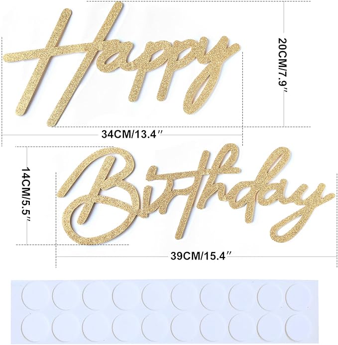 Champagne Happy Birthday Sign for Arch Backdrop - Glitter Happy Birthday Letters Felt Signs for Balloon Arch Party Backdrop Wall Decorations Remove Logo for Birthday Baby Shower