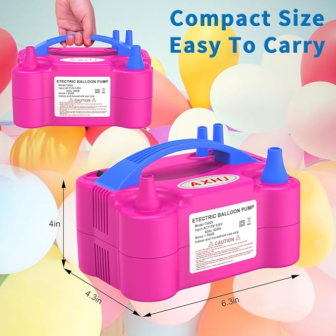 AXHJ Electric Balloon Pump, Portable Electric Air Balloon Pump Dual Nozzle Air Blower Pump, Balloon Inflator for Party Decorations
