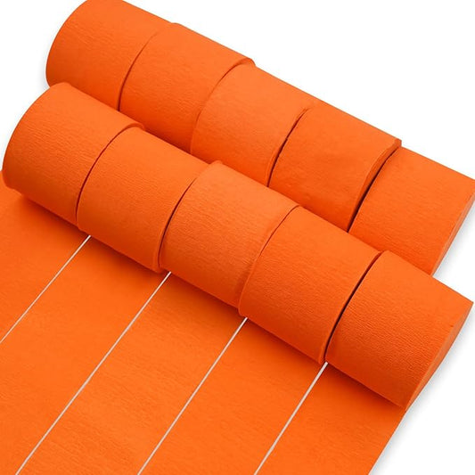 PartyWoo Orange Crepe Paper Streamers 10 Rolls 820 ft Pack of Orange Crepe Paper for Graduation Halloween Thanksgiving Birthday Party Decorations (1.8 Inch x 82 Ft/Roll), Orange-80