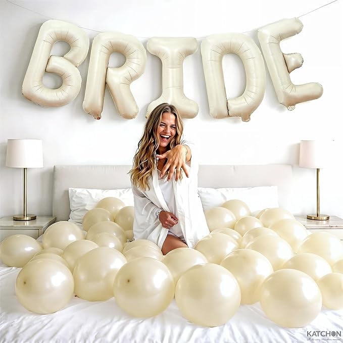 KatchOn, Giant Bride Balloons Beige - 40 Inch | Bachelorette Party Decorations | Cream Bride Balloon for Bridal Shower Decorations | Bride Balloons Bachelorette | Bachelorette Party Decorations