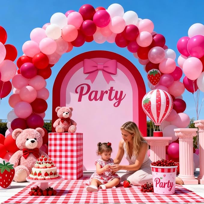 Pink and Red Balloon Set, Valentine Balloons Decorations, 12 Inch Red Pastel Light Hot Pink White Latex Balloon for Women Valentine's Day Birthday Wedding Bridal Shower Anniversary Party Decorations
