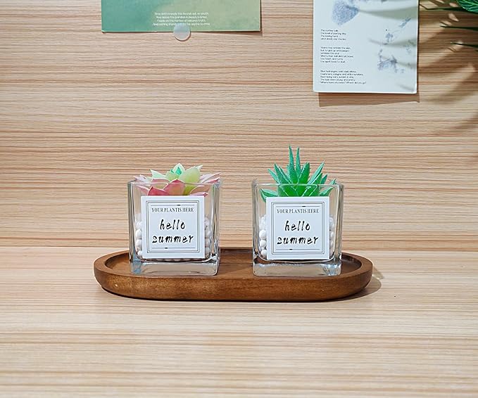 Small Wooden Tray (7.5 x 4.1 inch) 6 Pack, Oval Mini Serving Tray for Coffee Tables, Dessert, Snack, Fruit, Acacia Wood Platter for Vegetable, Decor Restaurant