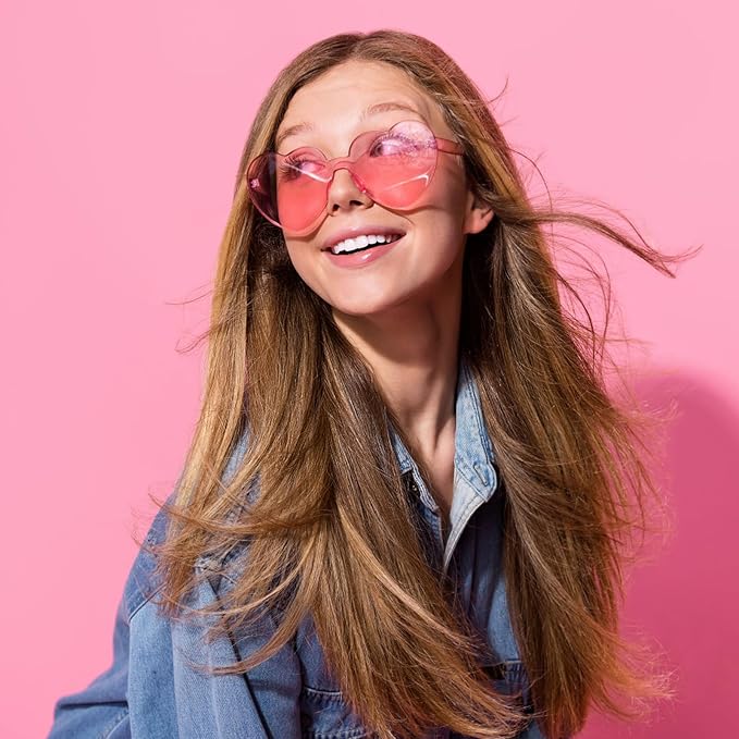 10/20 Pack Star/Heart Shape/Round/Butterfly/Cat Eye/Rectangle/Fire Rimless Tinted Party Sunglasses Color Glasses