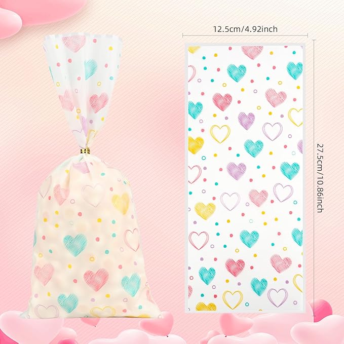 iNINGER Love Cellophane Bags,50 Pcs DIY Biscuit Cookie Decoration,Valentine's day Candy for Wedding,Festival activities and Baby Shower Birthday Decoration
