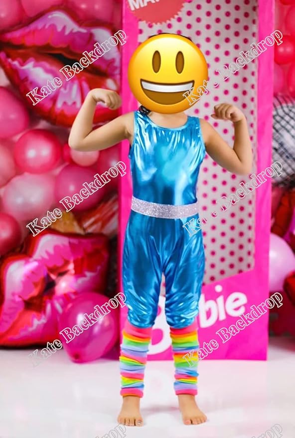 Kate 7x5ft Microfiber Girl Birthday Party Theme Photography Backdrops Colorful Balloons Background Lips and Lipstick Background Birthday Party Banner Backdrop