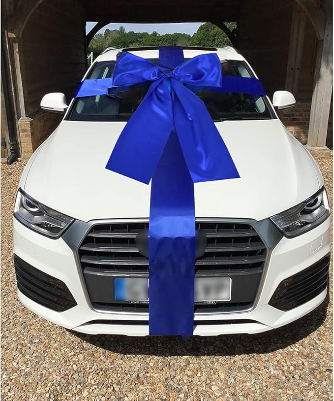 TONIFUL 6 inch x 22yd Wide Royal Blue Satin Ribbon Solid Fabric Large Ribbon for Grand Opening Cutting Ceremony Wedding Birthday Party Decoration Gift Craft Chair Sash Table Car Bows Indoor or Outdoor