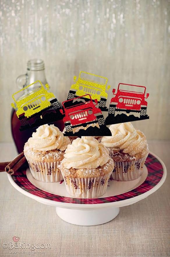 JeVenis 24 PCS Car Cake Decoration Truck Cupcake Toppers Car Vehicle Birthday Party Decoration Car Cake Topper for Boy Men
