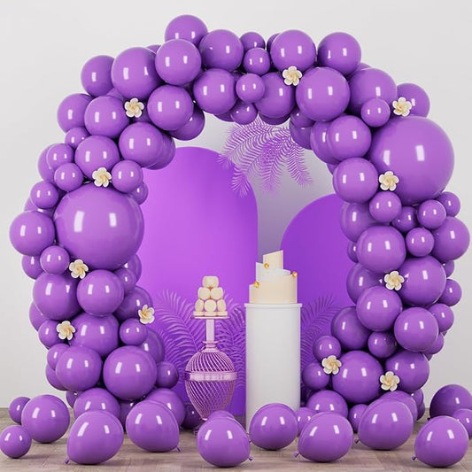 Voircoloria 90pack Purple Balloons Different Size 18/12/10/5 Inch Purple Balloon Garland Arch Kit for Halloween, Graduation, Wedding, Birthday, Baby Shower, Anniversary Party Decorations