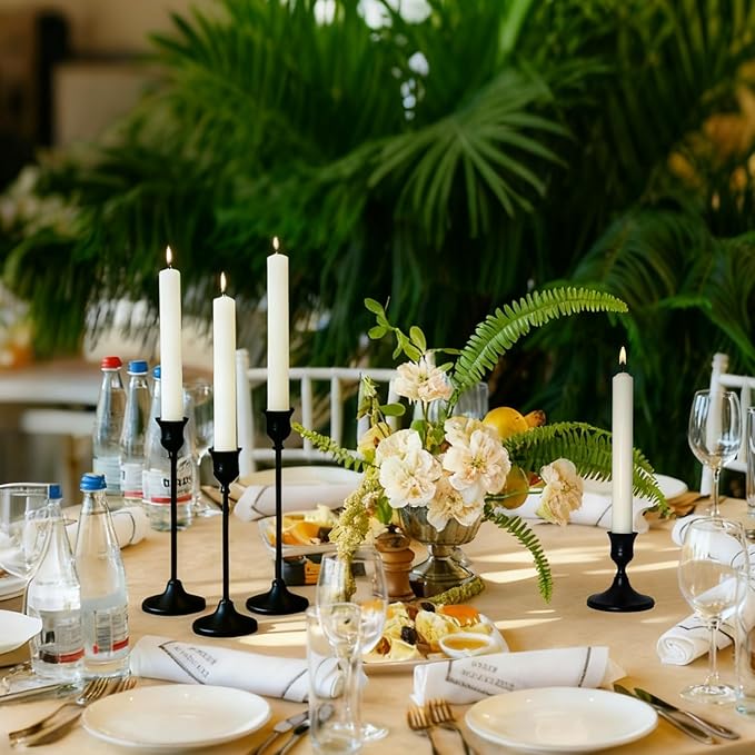 Candlestick Holders, Black Metal Taper Candle Holder, Vintage Candle Holders for Pillar Candles, Table Mantel Wedding Festive Decor Party Party Decor Christmas Decorations,Set of 4