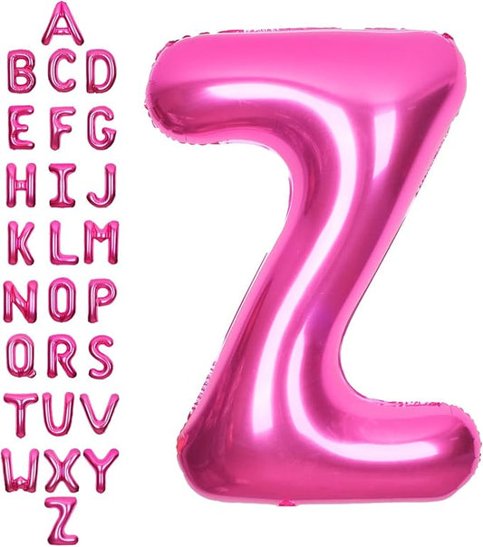 SUWEN 40 Inch Hot Pink Large Z Letter Balloons Big Foil Helium Letter Balloons A-Z Jumbo Mylar Happy Birthday Party Decorations for Woman Anniversary Party Supplies