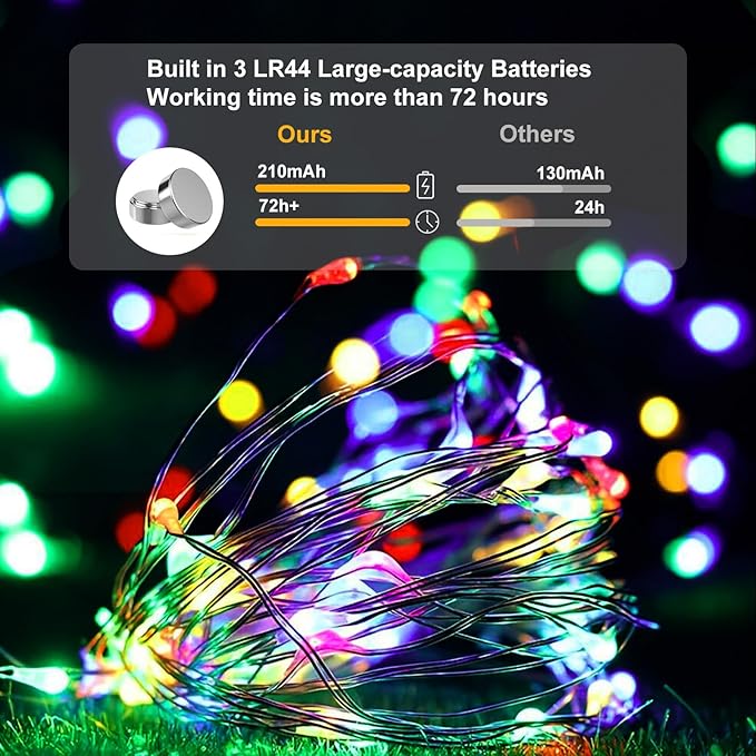 pozzolanas 24 Pack 7ft Waterproof LED Fairy Lights - Battery Operated String Lights with 20 LEDs for Home, Mason Jar, Party, Wedding, Halloween, Christmas Decorations (12 Multicolor & 12 Warm White)