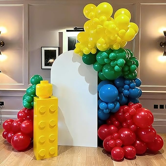 YMSZ Red Blue Green Yellow Balloons, 136pcs Colorful Latex Balloons with Different Size for Birthday, Carnival Circus, Baby Shower Party Decorations