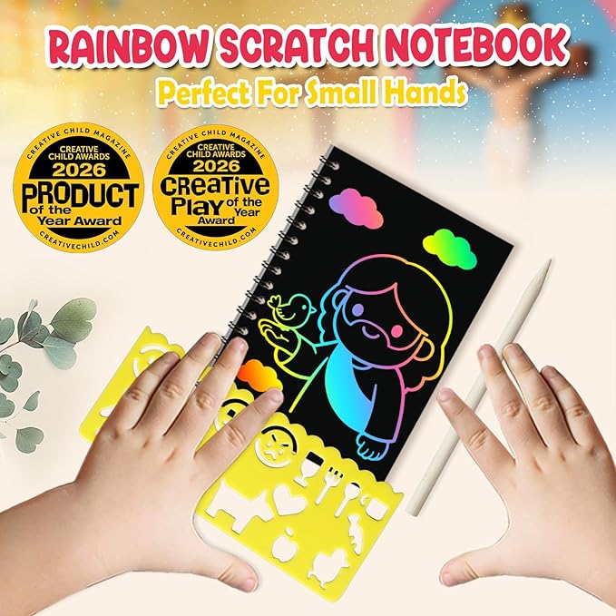 ZMLM 24 Pack Scratch Art Party Favors for Kids 4-8 – Individually Wrapped Rainbow Notebooks, Mess-Free Goodie Bag Stuffers, Non-Candy, Classroom Prizes, Travel Crafts for Boys Girls(Christian)