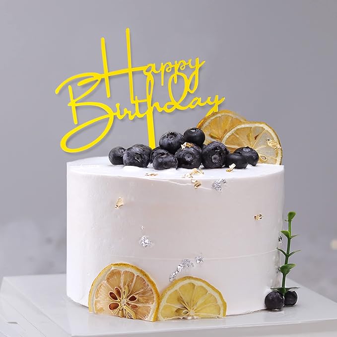 10 PCS Gold Happy Birthday Cake Topper Acrylic Cupcake Topper Birthday Supplies Decorations
