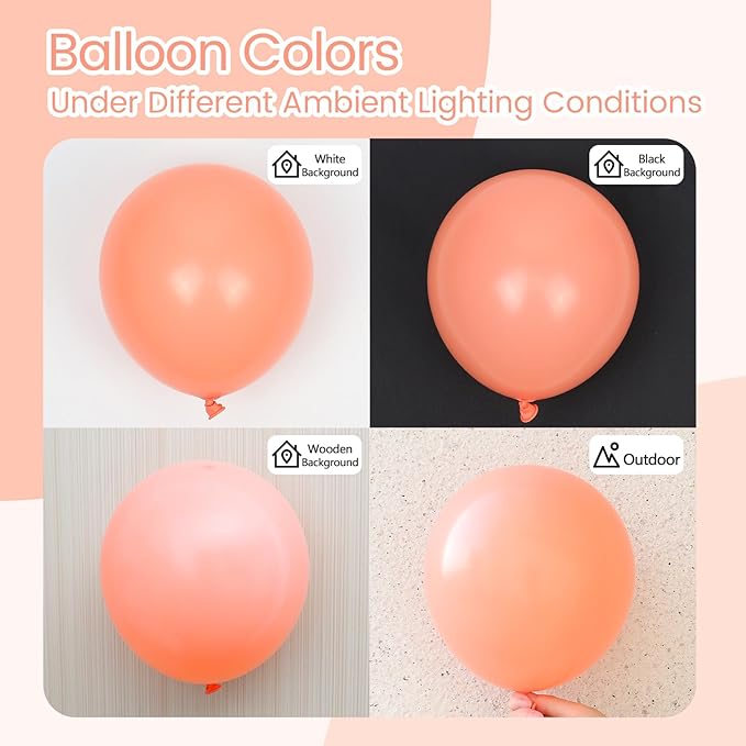 120pcs Peach Balloons, 18 12 10 5 inch Light Orange Balloons Different Sizes Pastel Orange Balloon Arch Kit for Wedding Bridal Shower Baby Shower Birthday Party Decorations