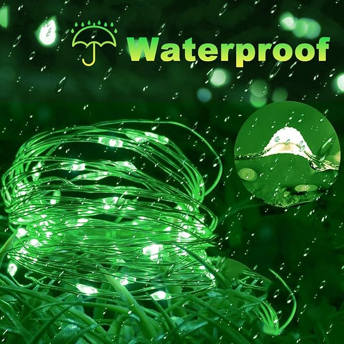 Lomotech Solar String Lights Outdoor - 2 Pack Total 66ft 200LED Solar Fairy Lights Waterproof 8 Modes Twinkle Lights for Outdoor, Patio, Garden, Yard, Party, Wedding, Tree Decoration (Green)