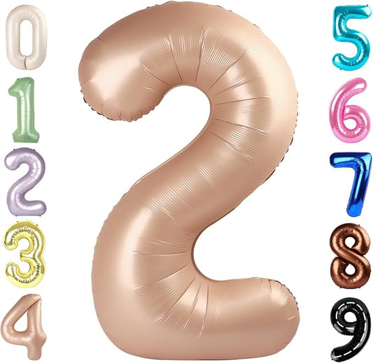 2 Numbers Balloon 40 Inch Light Brown Two Balloon Number Birthday Decor, 2nd 12 21st Party Celebration Decorations Graduations Wedding Baby Shower