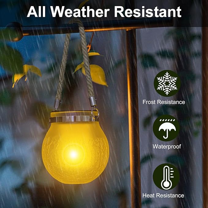 Solar Lanterns Outdoor Waterproof Hanging - Solar Lantern Garden Decor, Lanterns Lights for Backyard Porch Patio Table Yard Balcony Lawn Pathway
