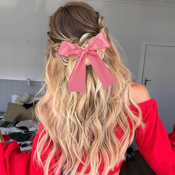 TONIFUL 4 Inch Wide Peach Pink Solid Satin Ribbon 22yd Fabric Large Ribbon for Cutting Ceremony Grand Opening Chair Sashes Table Hair Bows Floral Sewing Craft Gift Wrapping Wedding Party Decoration