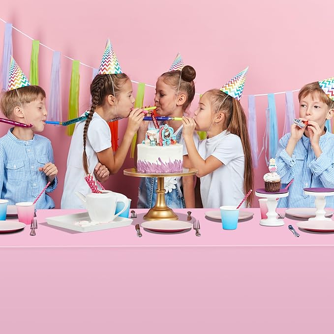 16 Pack Light Pink Plastic Tablecloth for Rectangle Tables, Premium Decorative Pastel Pink Disposable Table Cloths for Parties, Rectangle Party Table Cover for Birthday Wedding Anniversary, 54x108Inch