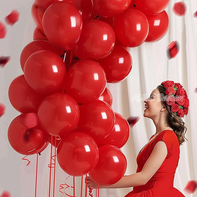 AULE Red Balloons 12 inch 50 Pcs Latex Balloons Helium Shiny Thicken Balloon Perfect Party Decoration for Wedding Birthday Baby Shower Graduation Carnival