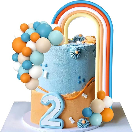 Blue Rainbow Cake Toppers Mini Balls Blue Orange Dog Cake Decorations for Birthday Baby Shower Party Supplies