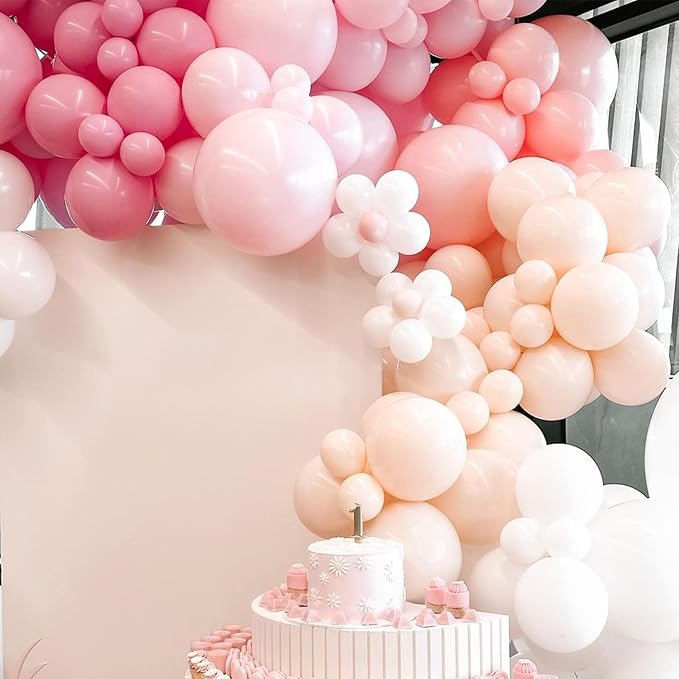 Dusty Pink Balloon Garland Double Stuffed Blush Pink Balloons Baby Pink Latex Balloon Arch Kit Dusty Rose Pastel Pink Party Balloons for Girl Boho Wedding Baby Bridal Shower Birthday Party Decorations