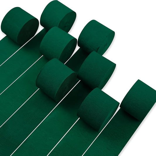 PartyWoo Green Crepe Paper Streamers 8 Rolls 656 ft Pack of Hunter Emerald Forest Green Crepe Paper for Graduation Christmas Jungle Birthday Party Decorations (1.8 Inch x 82 Ft/Roll), Green-40