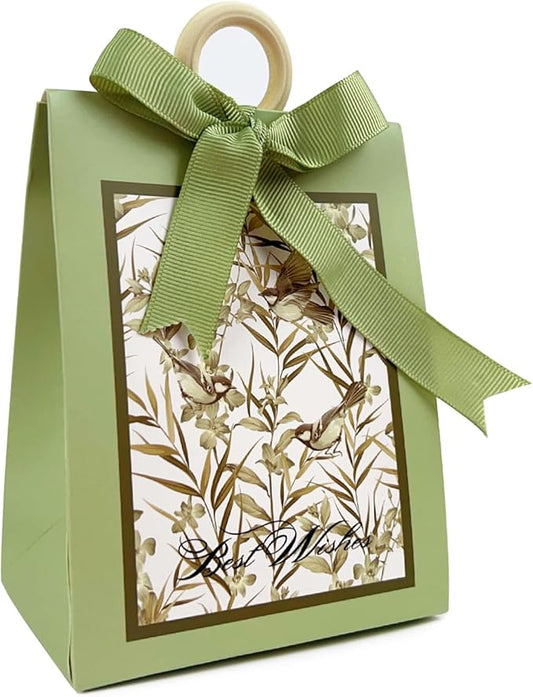20PCS Mini Gift Bags, Bird & Flower Goodie Bags with Ribbon Handle for Party Favors Treat Boxes Wedding Bridal Baby Shower Birthday Party Presents 3.9"x2.6"x1.4"(Sage Green)